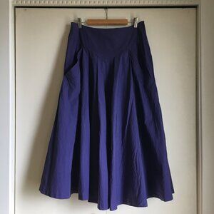 Vintage Made in France "Bleu de Travail" Pleated V-Yoke Voluminous Pocket Skirt